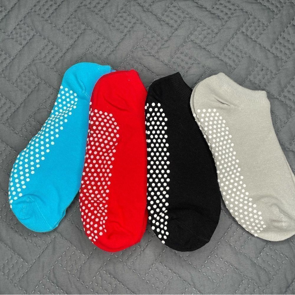 Blue and Red Athletic Non-Slip Ankle Socks